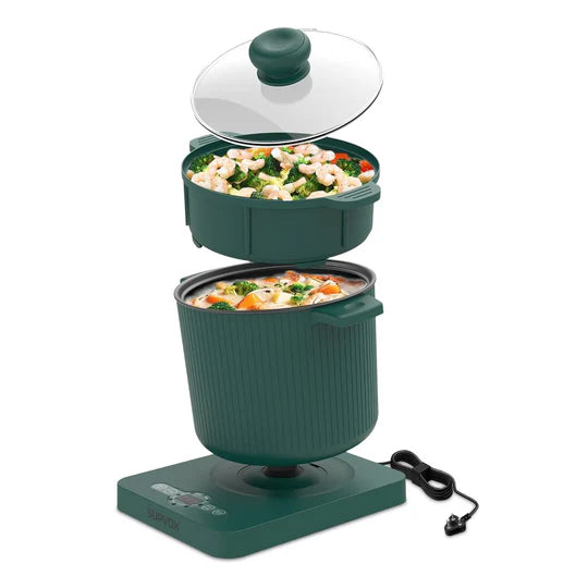 Supvox 650W Electric Cooking Pot and Radiant Cooker with 8 Smart Menus 1.5L Electric Cooker Steamer with Lid Non-stick Electric Cooker Portable Electric Cooking Pot for Steaming, Boiling, Frying