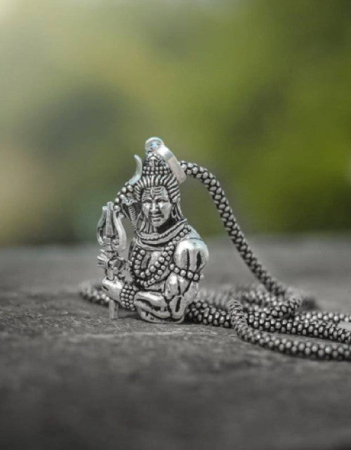 Lord Shiva Pendant for Men and Women, Shiv Trishul Pendant for Boy and Girl Silver Stainless Steel Locket